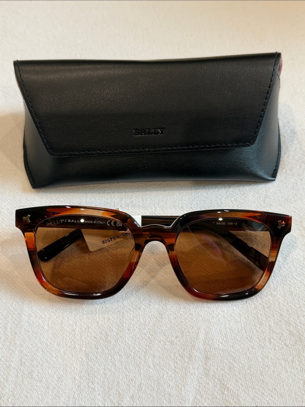 BALLY Tortoiseshell Square Sunglasses with Brown Lenses